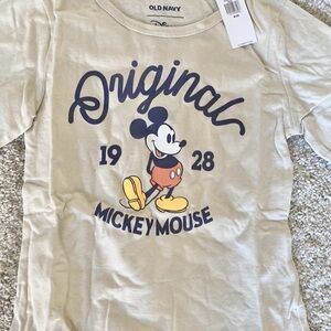 NWT Disney Old Navy Cream Long Sleeve Tee Mickey Mouse Design